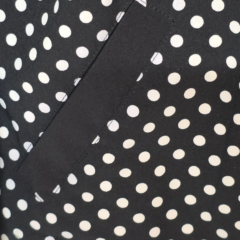 Laura Ashley Black White Polka‎ Dot Zip Up Light Jacket Drawstring Waist Women M